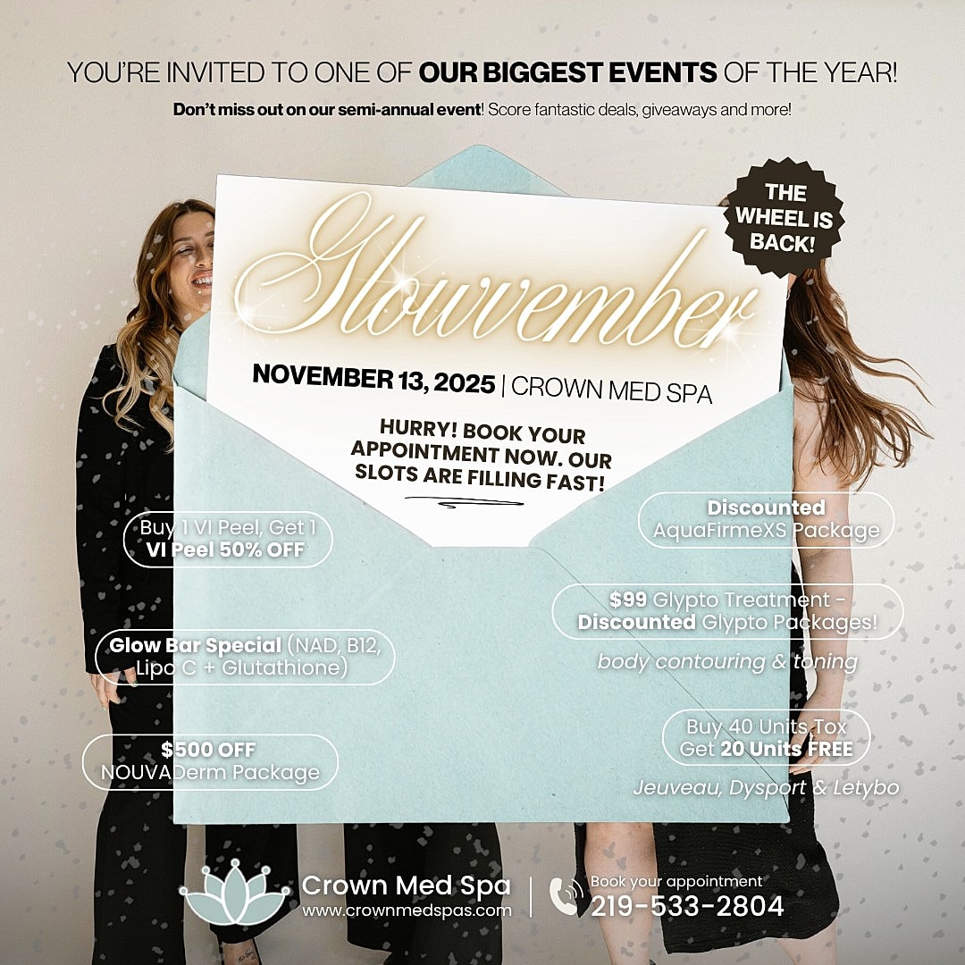 Glowvember event invitation at Crown Med Spa.